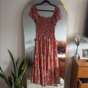 Floral Smocked Rust Dress